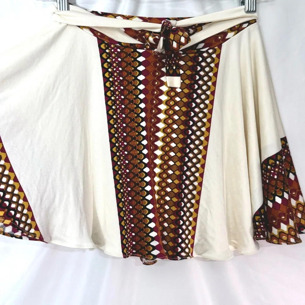 Rare Vintage "By Francine" 100% Silk Mini Skirt - Artisan Geometric Print Size S - Picture 2 of 7